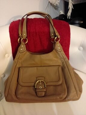 Coach CAMPBELL Tan Leather Hobo Shoulder Bag Creed-M1380-F24686